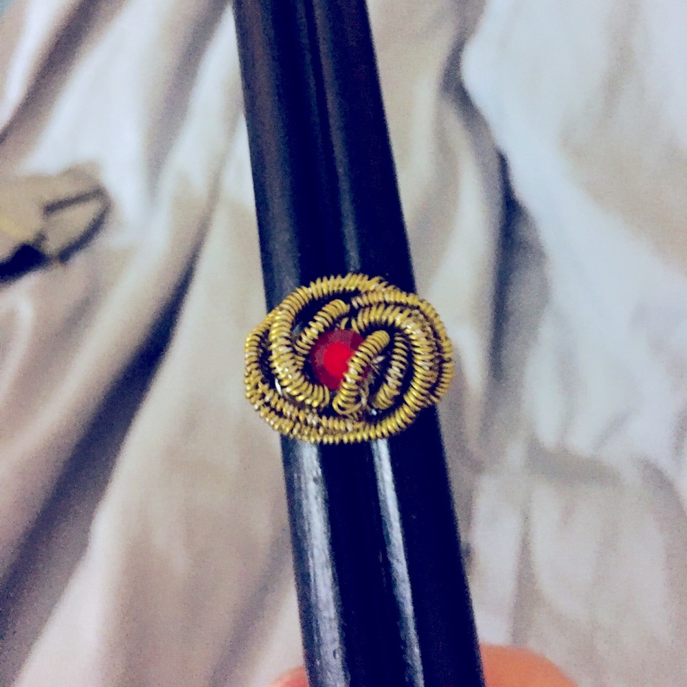 Golden Statement Wire Ring Sz 8